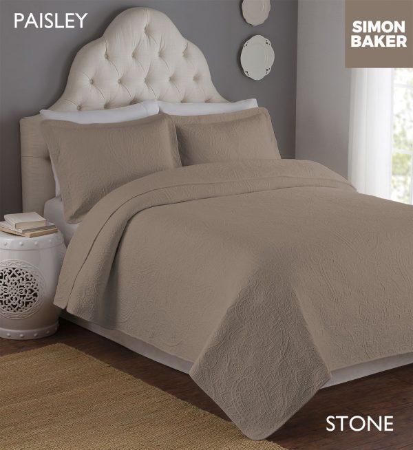 3 PAISLEY STONE Quilted Bedspread Set Paisley & Berlin