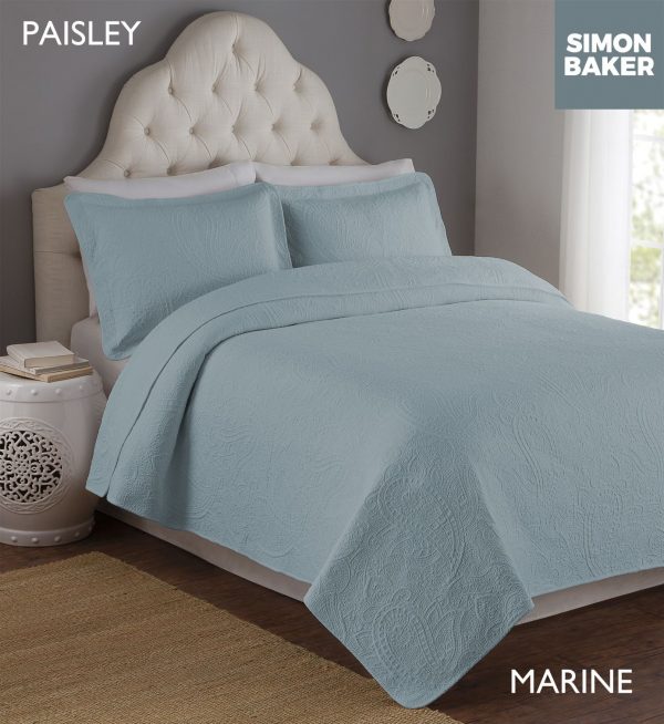 6 PAISLEY MARINE Quilted Bedspread Set Paisley & Berlin