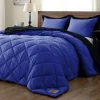 Royal-blue-black-1 5PC Pierre Cardin Monochrome Reversible Comforter Set