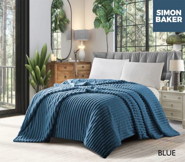 Simon Baker Blue Simon Baker Ribbed Faux Fur Blanket