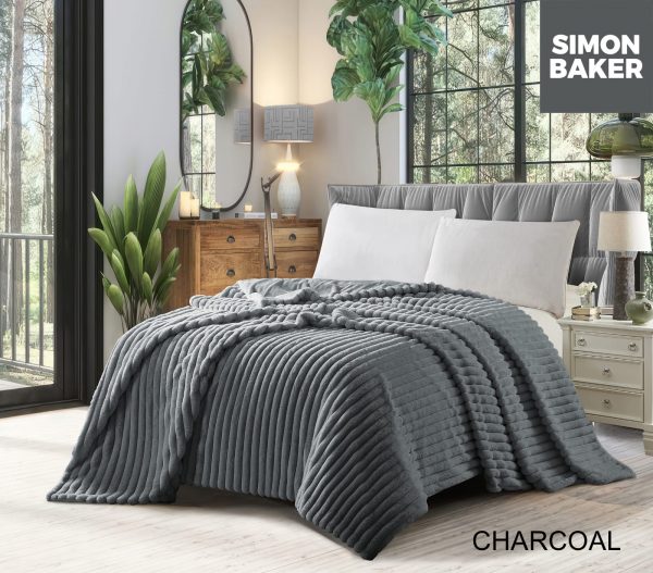 Simon Baker Charcoal Simon Baker Ribbed Faux Fur Blanket