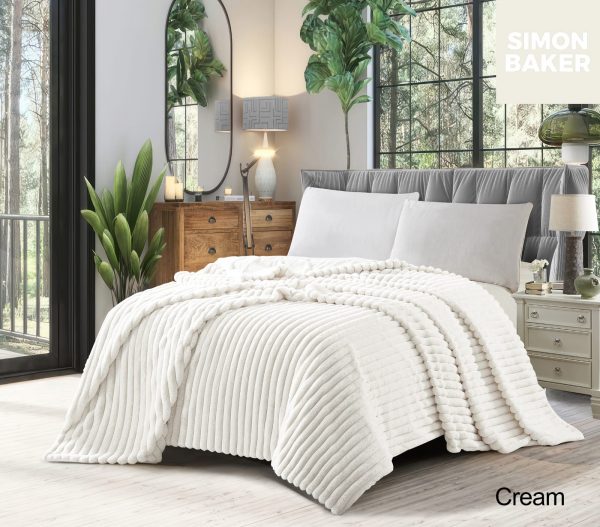 Simon Baker Cream Simon Baker Ribbed Faux Fur Blanket