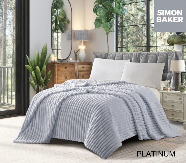 Simon Baker Platinum Simon Baker Ribbed Faux Fur Blanket