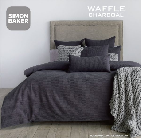 Simon Baker Whaffle Charcoal Simon Baker Cotton Waffle Weave Duvet Cover Sets
